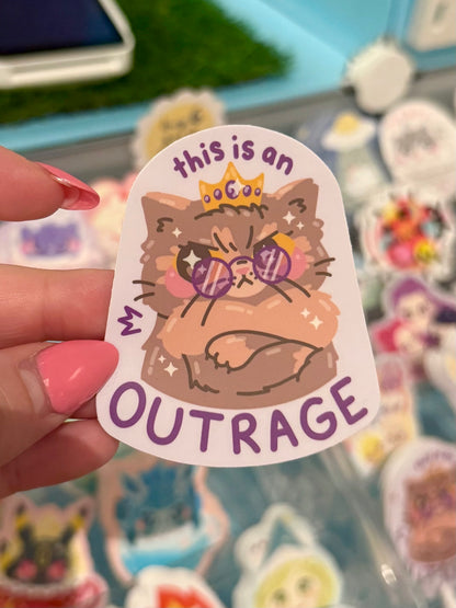 This is an Outrage Vinyl Sticker
