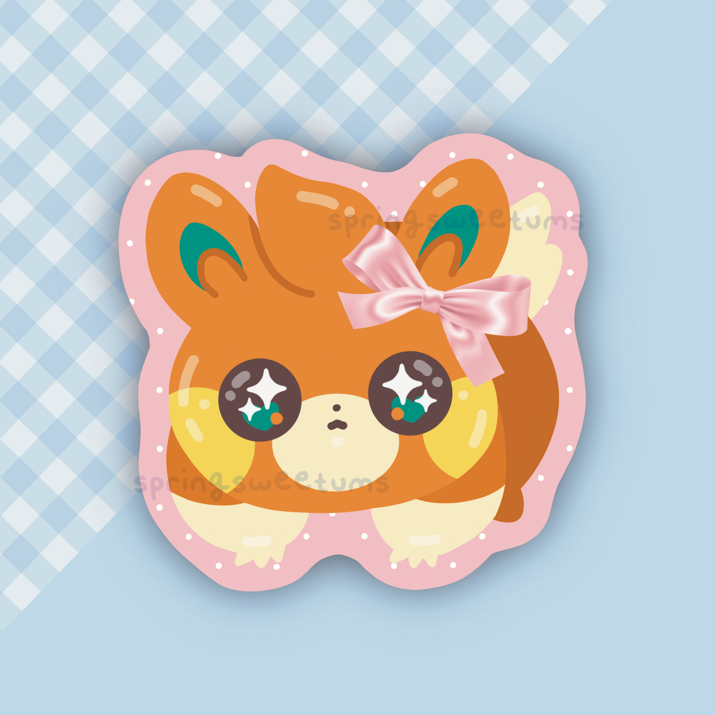 Big Eyed Hamster with Bow Vinyl Sticker