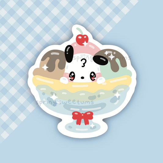 Kawaii Dog Sundae Vinyl Sticker