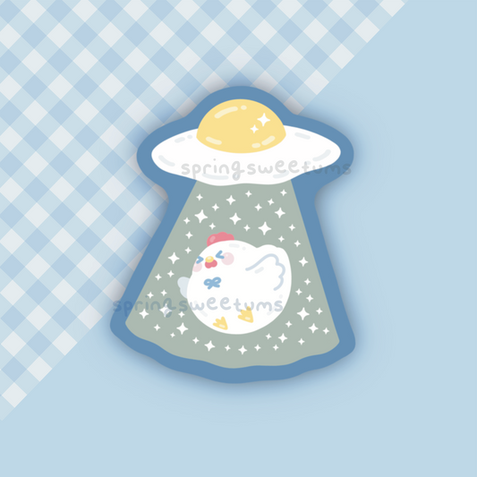 Egg UFO Chicken Vinyl Sticker (new version!)
