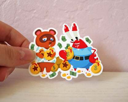 Krab and Tanuki Vinyl Sticker