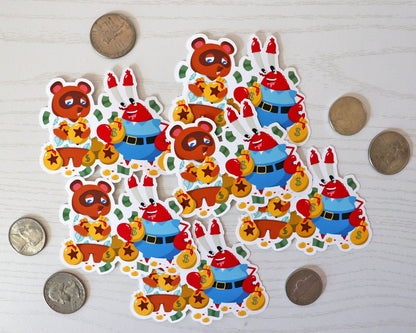 Krab and Tanuki Vinyl Sticker