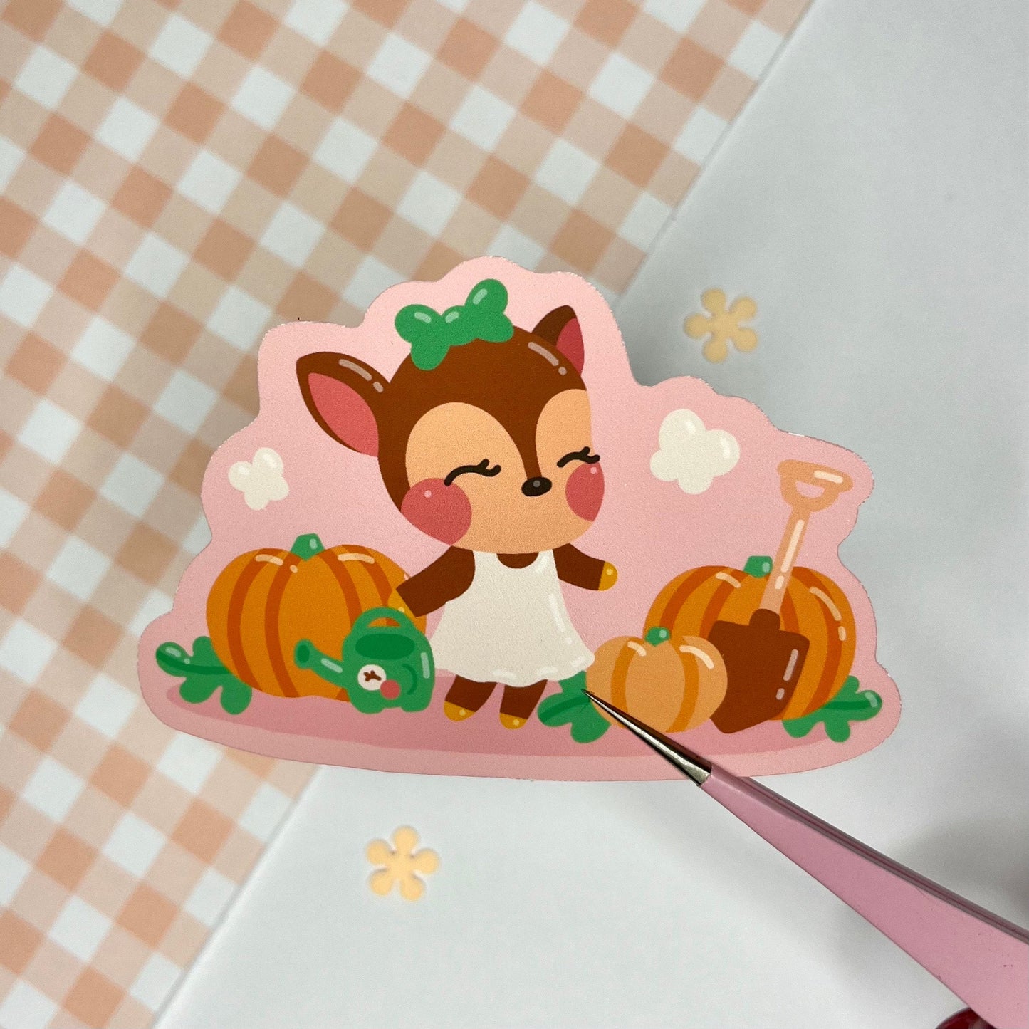 Deer Pumpkin Patch Vinyl Sticker