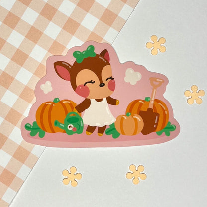 Deer Pumpkin Patch Vinyl Sticker