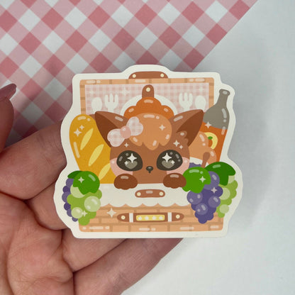 Kawaii Fox Picnic Basket Vinyl Sticker
