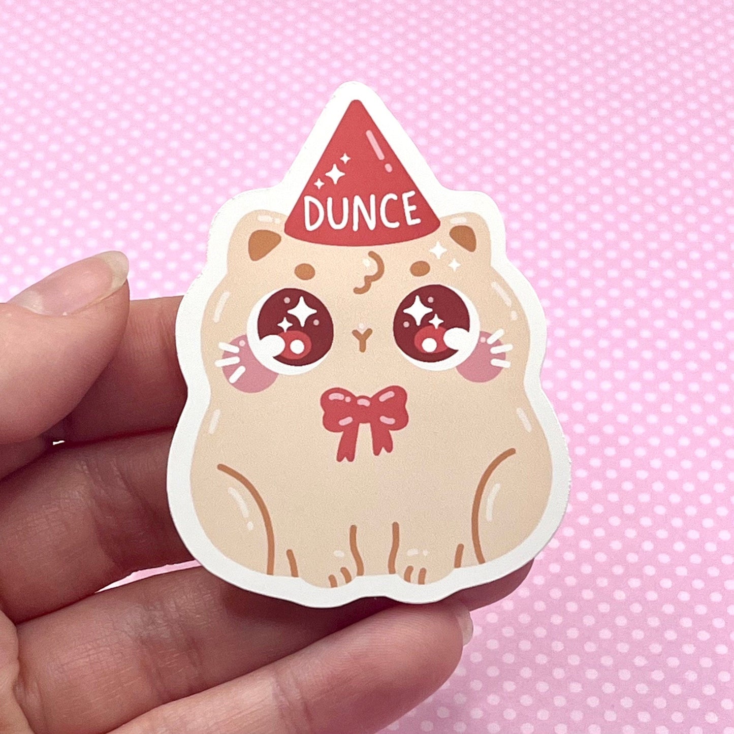 Dunce Hat Cat Vinyl Sticker
