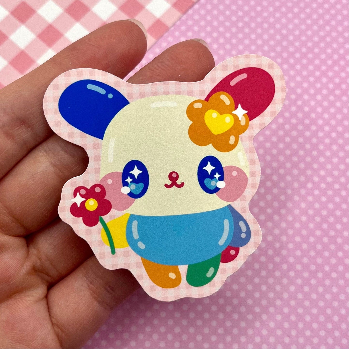 Flower Bunny Vinyl Sticker