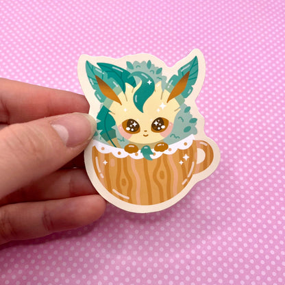 Grass Evolution Pokeccino Vinyl Sticker