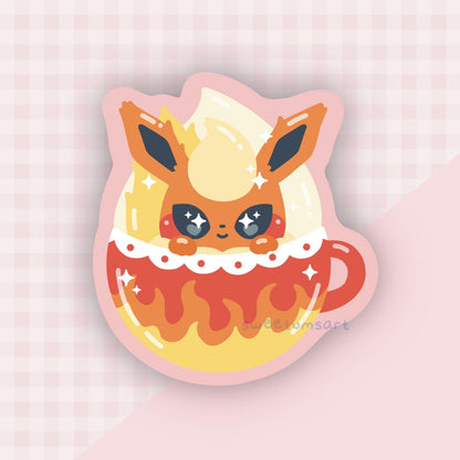 Fire Evolution Pokeccino Vinyl Sticker