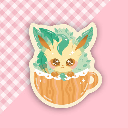Grass Evolution Pokeccino Vinyl Sticker