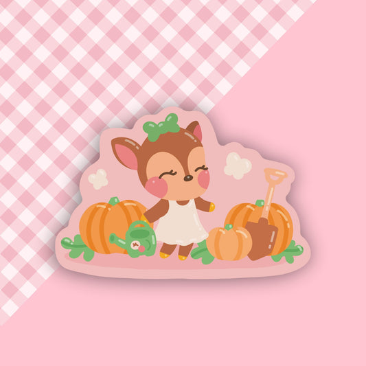 Deer Pumpkin Patch Vinyl Sticker