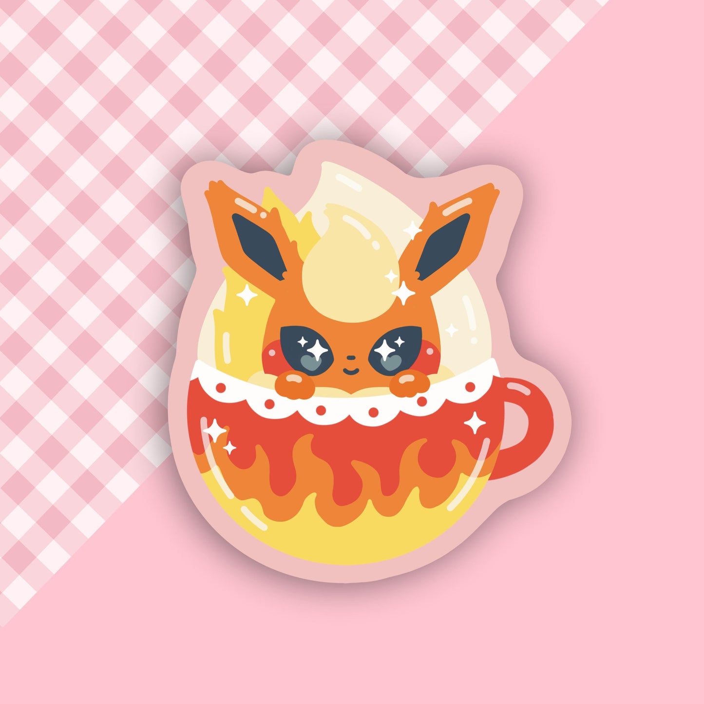 Fire Evolution Pokeccino Vinyl Sticker