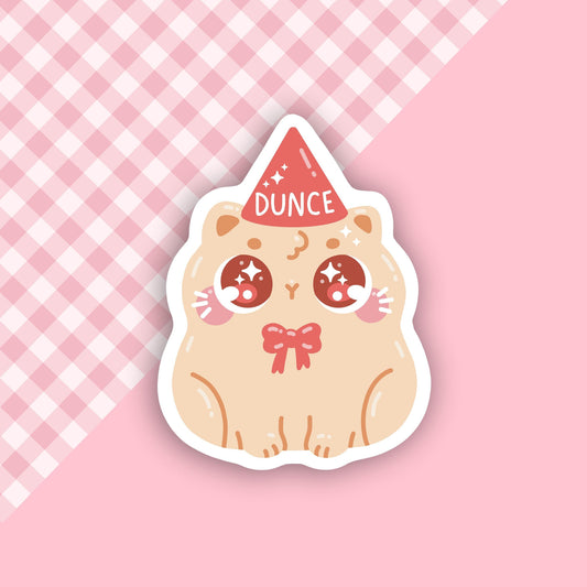 Dunce Hat Cat Vinyl Sticker